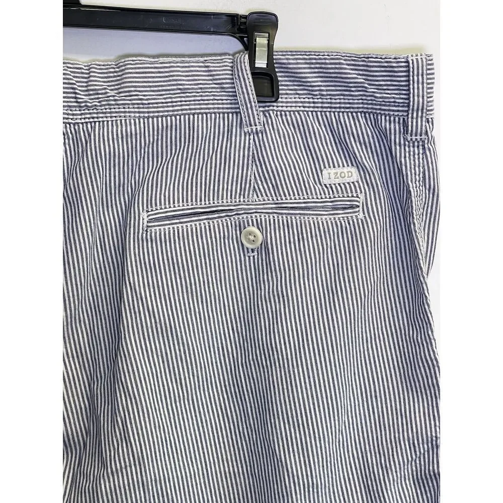 Izod‎ Men's Size 40 Blue Striped Seersucker Bermuda Shorts 10